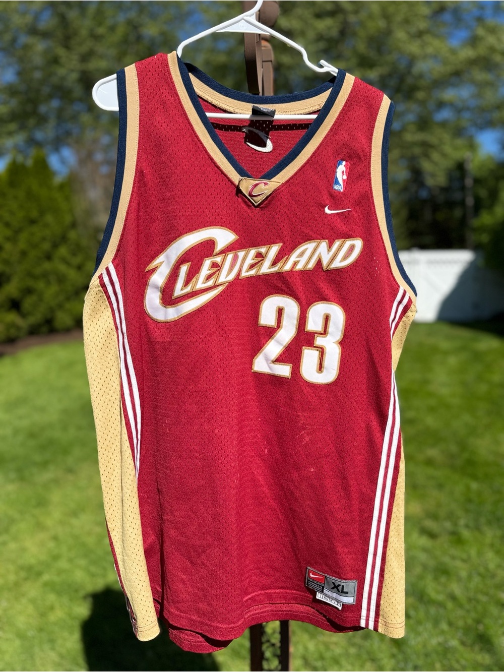 Nike Vintage Cleveland Cavaliers #23 James Burgundy and Gold Basketball Jersey